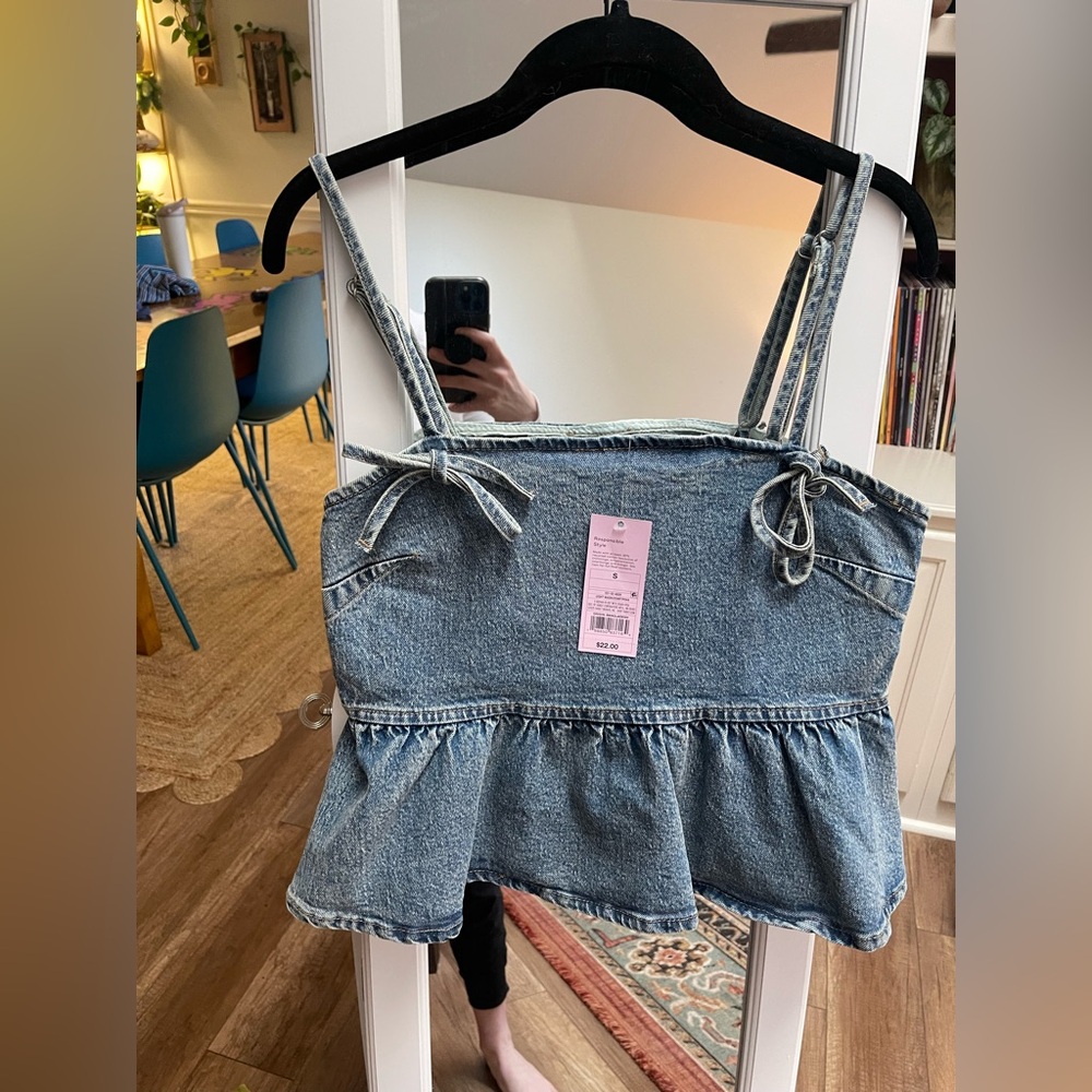 Wild Fable Denim Peplum Tank Top - Picture 2 of 6